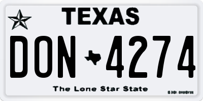 TX license plate DON4274