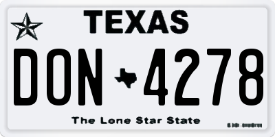 TX license plate DON4278