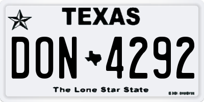 TX license plate DON4292