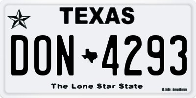 TX license plate DON4293