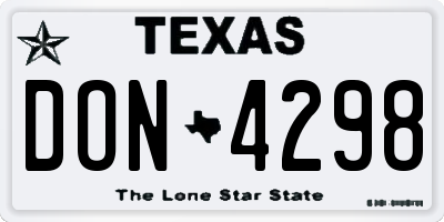 TX license plate DON4298