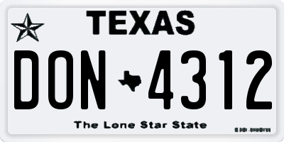 TX license plate DON4312