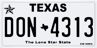 TX license plate DON4313