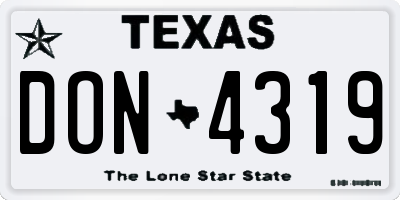 TX license plate DON4319