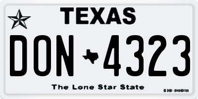 TX license plate DON4323
