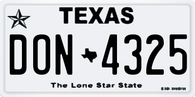 TX license plate DON4325