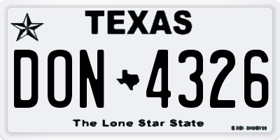TX license plate DON4326