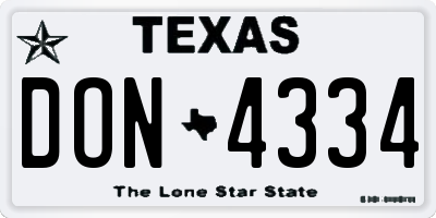 TX license plate DON4334