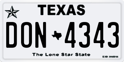 TX license plate DON4343