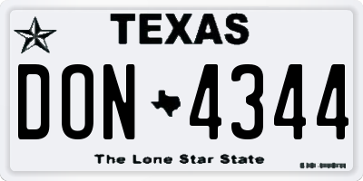 TX license plate DON4344