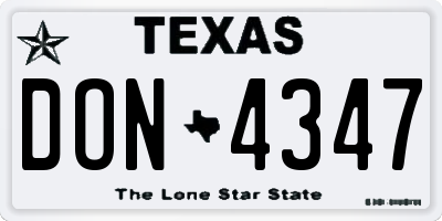 TX license plate DON4347