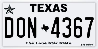 TX license plate DON4367