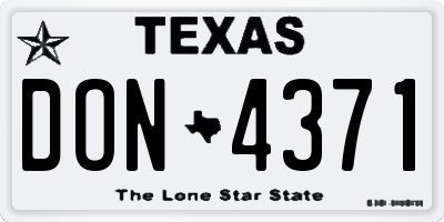 TX license plate DON4371