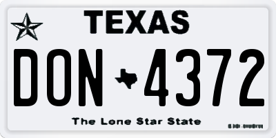 TX license plate DON4372