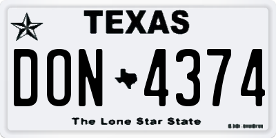 TX license plate DON4374