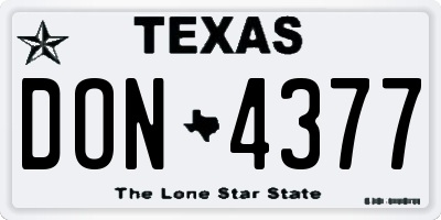 TX license plate DON4377