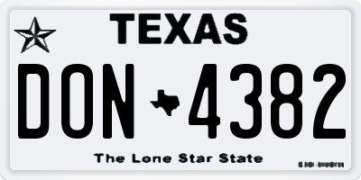 TX license plate DON4382