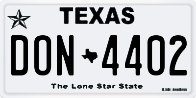 TX license plate DON4402