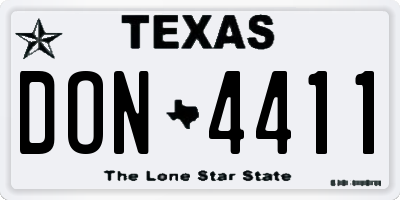 TX license plate DON4411