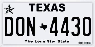 TX license plate DON4430