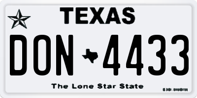 TX license plate DON4433