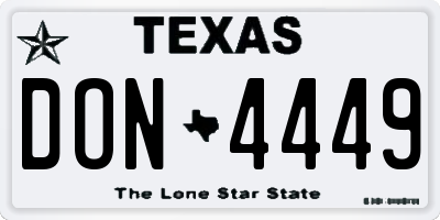 TX license plate DON4449
