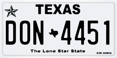 TX license plate DON4451