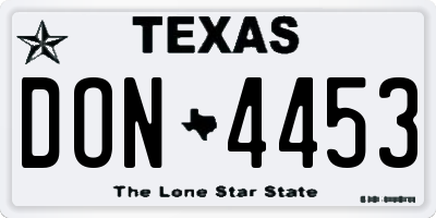 TX license plate DON4453