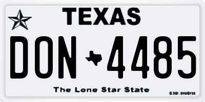 TX license plate DON4485