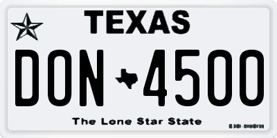 TX license plate DON4500