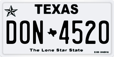 TX license plate DON4520