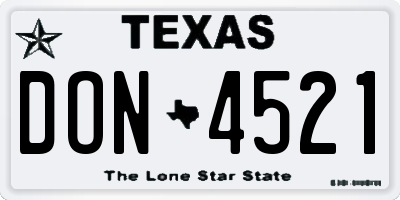 TX license plate DON4521