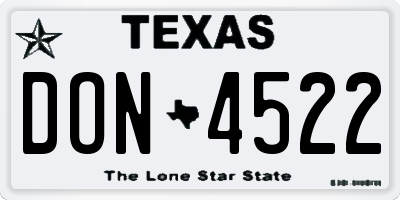 TX license plate DON4522
