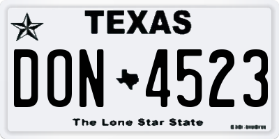 TX license plate DON4523