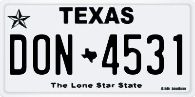 TX license plate DON4531