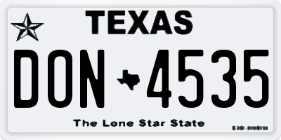TX license plate DON4535