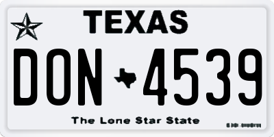 TX license plate DON4539