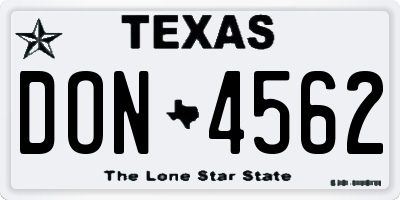 TX license plate DON4562