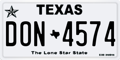 TX license plate DON4574