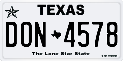 TX license plate DON4578