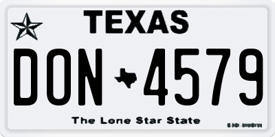 TX license plate DON4579