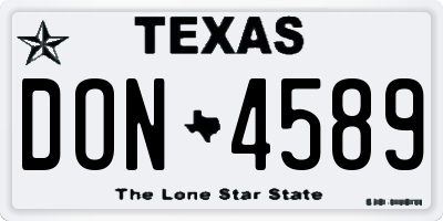 TX license plate DON4589