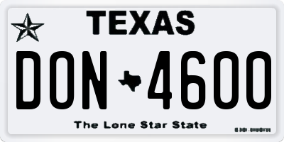 TX license plate DON4600