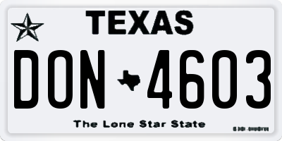TX license plate DON4603