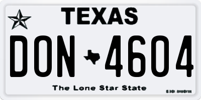 TX license plate DON4604