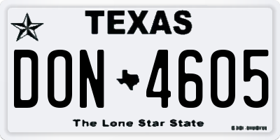 TX license plate DON4605