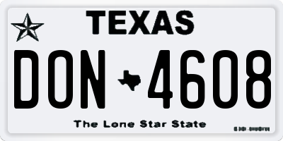 TX license plate DON4608