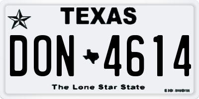 TX license plate DON4614