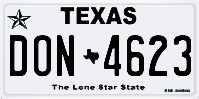 TX license plate DON4623