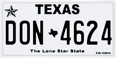 TX license plate DON4624
